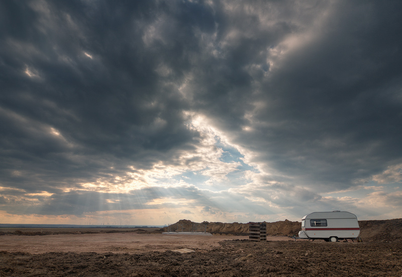 camping trailer construction site feldauge domnitz saalekreis clouds