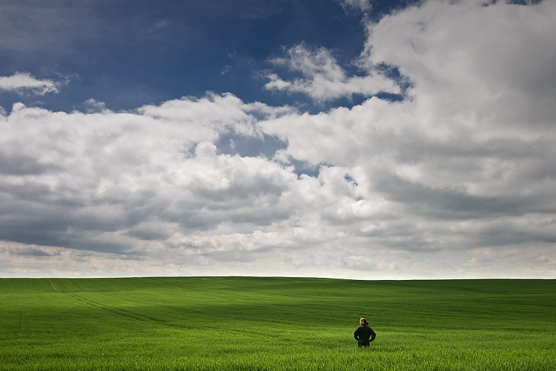 field green self sky clouds feldauge